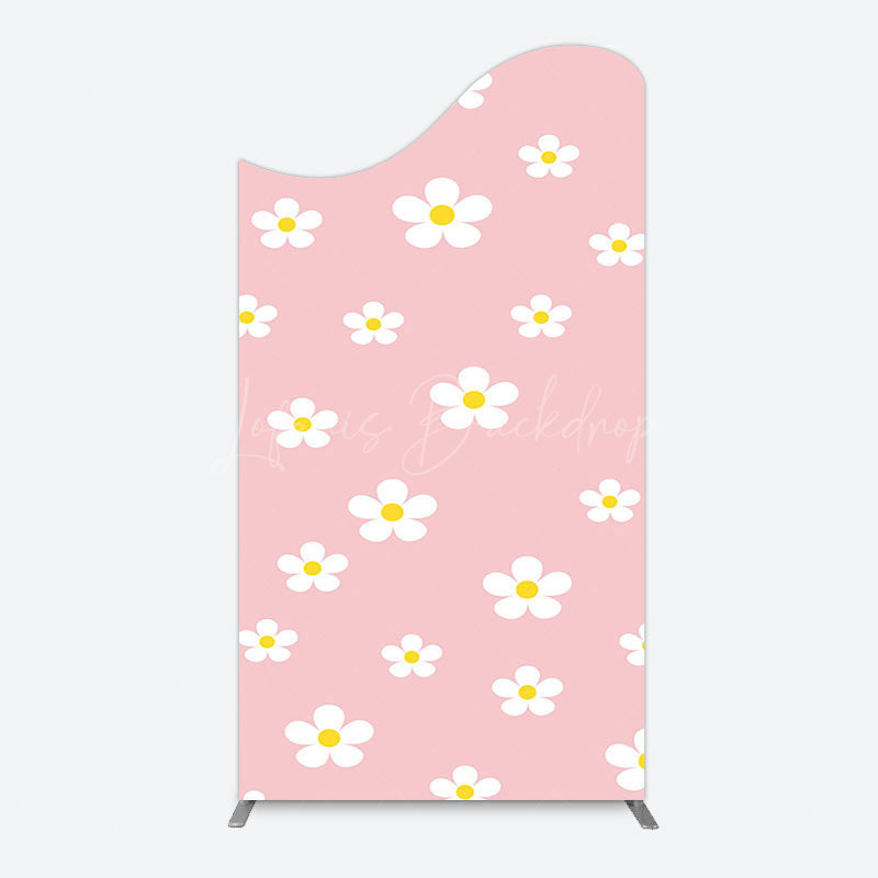 Lofaris Pink White Yellow Daisy Floral Birthday Arch Backdrop