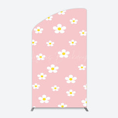 Lofaris Pink White Yellow Daisy Floral Birthday Arch Backdrop
