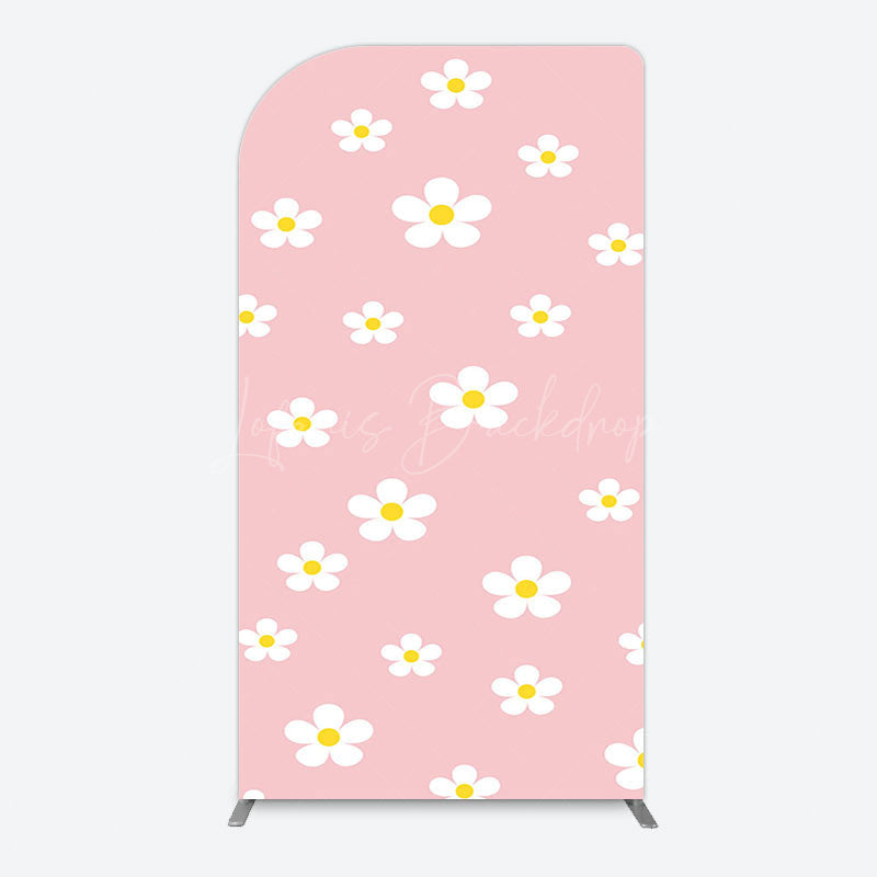 Lofaris Pink White Yellow Daisy Floral Birthday Arch Backdrop