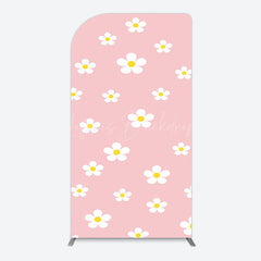 Lofaris Pink White Yellow Daisy Floral Birthday Arch Backdrop