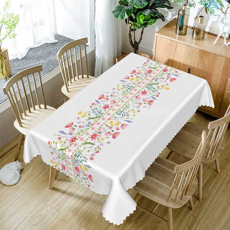 Lofaris Pink Wildflowers Spring Vibe Rectangle Tablecloth