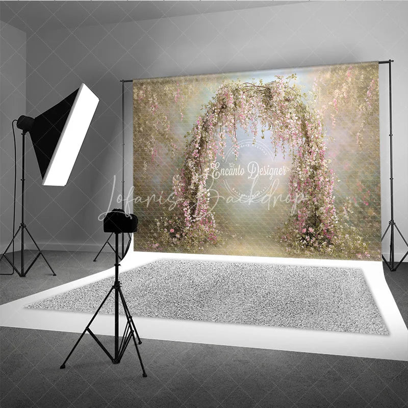 Lofaris Pink Wisteria Floral Arch Backdrop Spring Garden Photo Prop Enchanted Wedding Bridal Shower Decor