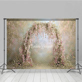 Lofaris Pink Wisteria Floral Arch Backdrop Spring Garden Photo Prop Enchanted Wedding Bridal Shower Decor