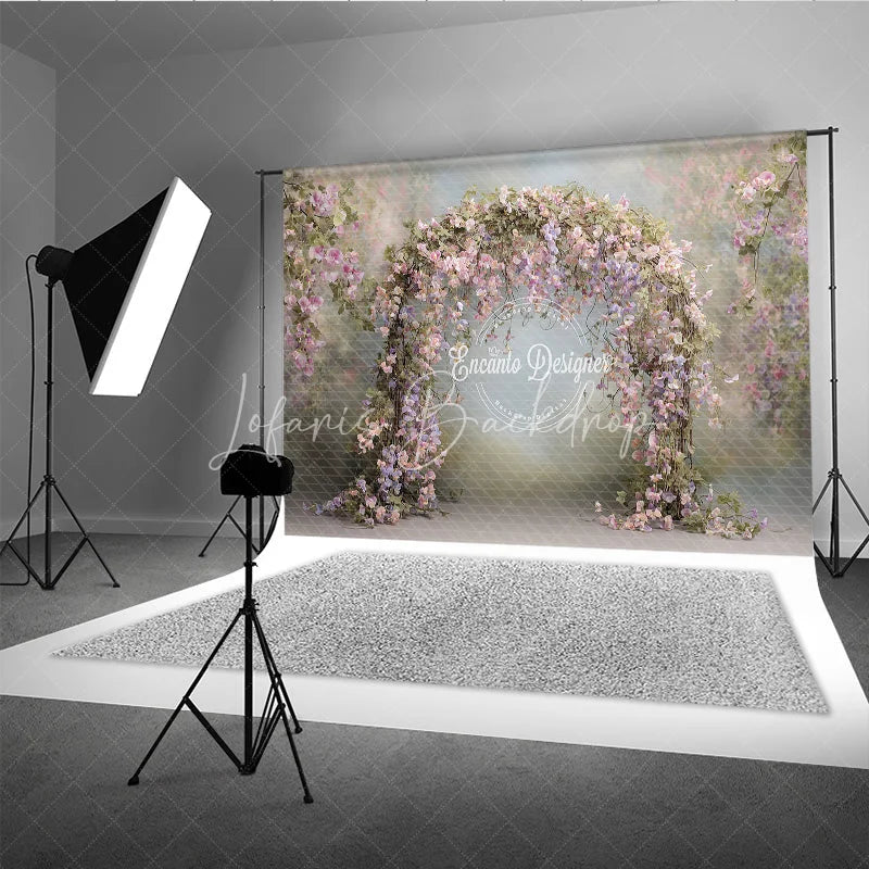 Lofaris Pink Wisteria Floral Arch Backdrop Wedding Garden Photo Prop Spring Purple Flower Bridal Shower Decor