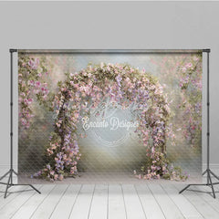 Lofaris Pink Wisteria Floral Arch Backdrop Wedding Garden Photo Prop Spring Purple Flower Bridal Shower Decor