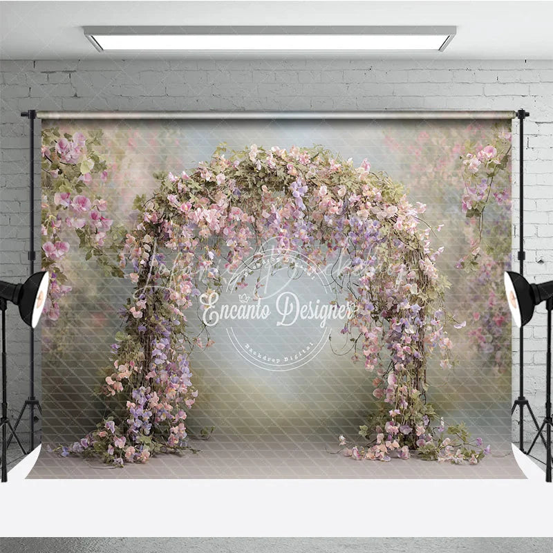 Lofaris Pink Wisteria Floral Arch Backdrop Wedding Garden Photo Prop Spring Purple Flower Bridal Shower Decor