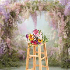 Lofaris Pink Wisteria Floral Archway Backdrop Enchanted Garden Path Spring Wedding Bridal Shower Photo Prop