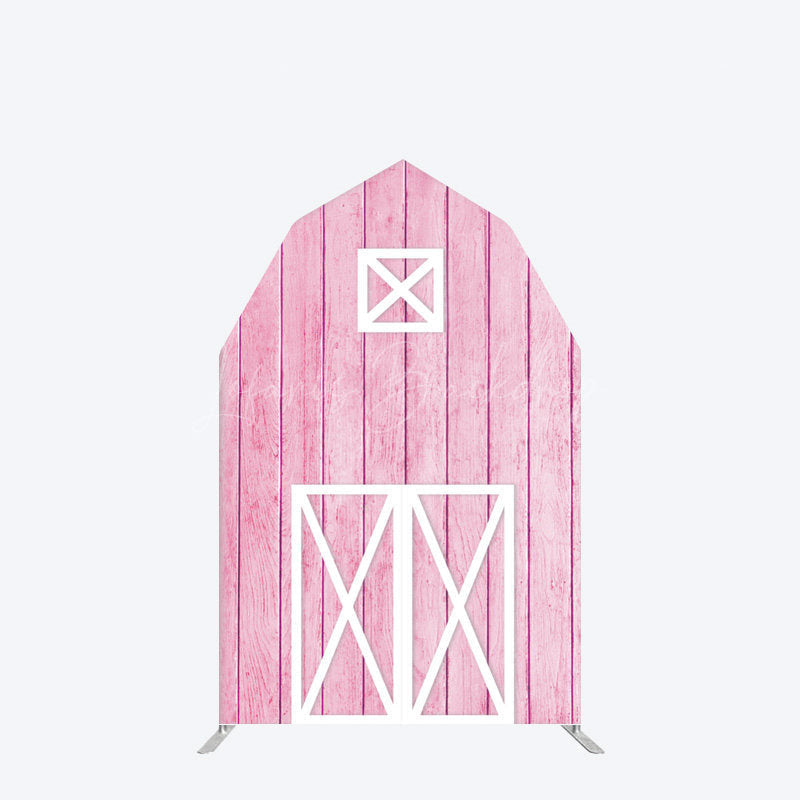 Lofaris Pink Wooden Farm House Barn Door Arch Party Backdrop