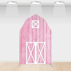 Lofaris Pink Wooden Farm House Barn Door Arch Party Backdrop