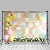 Lofaris Pink Yellow Checkered Balloons Wedding Photo Backdrop