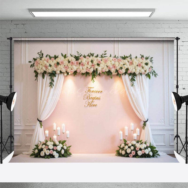 Lofaris Pinky Focal Floral Arch Candles Wedding Backdrop