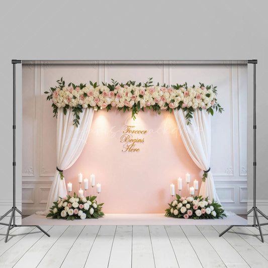 Lofaris Pinky Focal Floral Arch Candles Wedding Backdrop