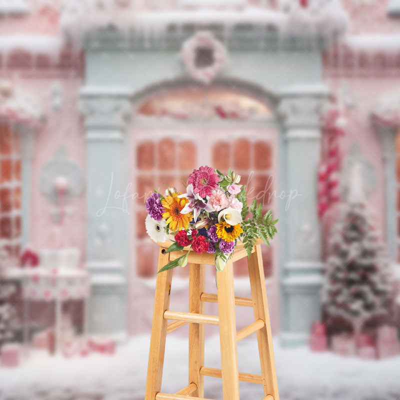 Lofaris Pinky Winter Xmas Shop Sweet Happy Holiday Backdrop