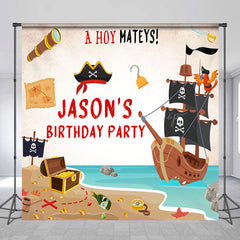 Lofaris Pirate Hoy Mateys Custom Name Birthday Party Backdrop