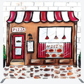 Lofaris Pizza Party Tension Fabric Backdrop Pizzeria Shop Storefront Italian Restaurant Birthday Photo Booth Prop