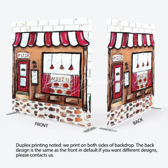 Lofaris Pizza Party Tension Fabric Backdrop Pizzeria Shop Storefront Italian Restaurant Birthday Photo Booth Prop
