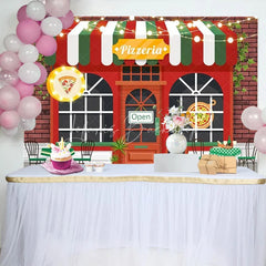 Lofaris Pizzeria Shop Birthday Backdrop Italian Pizza Restaurant Cooking Theme Party Photo Booth Props