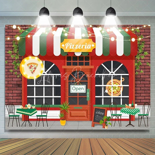 Lofaris Pizzeria Shop Birthday Backdrop Italian Pizza Restaurant Cooking Theme Party Photo Booth Props