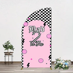 Lofaris Plaid Bad 2 The Bone Pink Birthday Half Moon Arch Backdrop