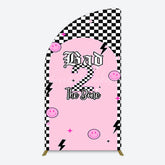 Lofaris Plaid Bad 2 The Bone Pink Birthday Half Moon Arch Backdrop