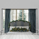 Lofaris Plaid Curtain Window Christmas Headboard Backdrop