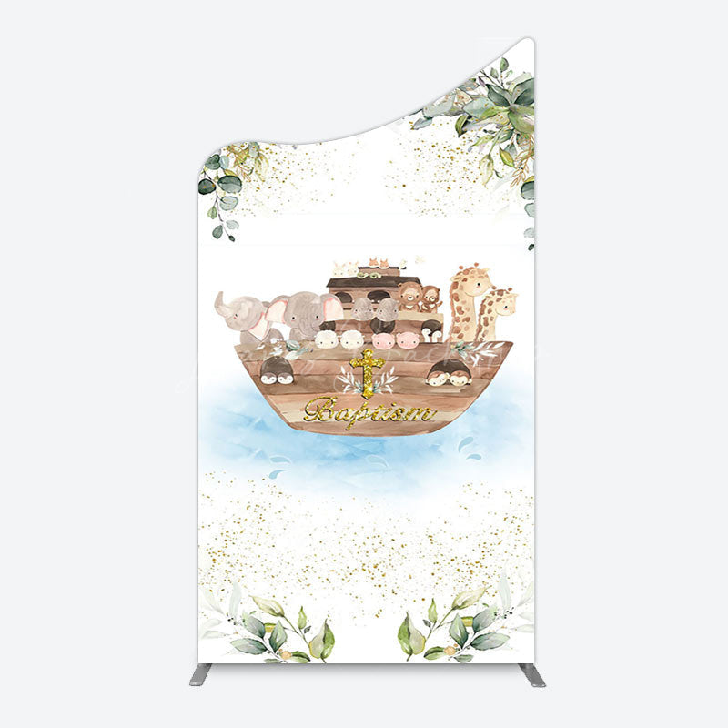 Lofaris Plant Gold Glitter Noahs Ark Baptism Arch Backdrop