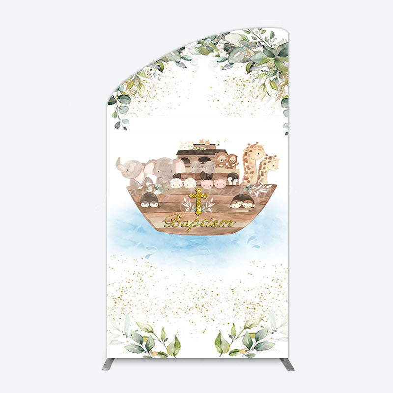Lofaris Plant Gold Glitter Noahs Ark Baptism Arch Backdrop