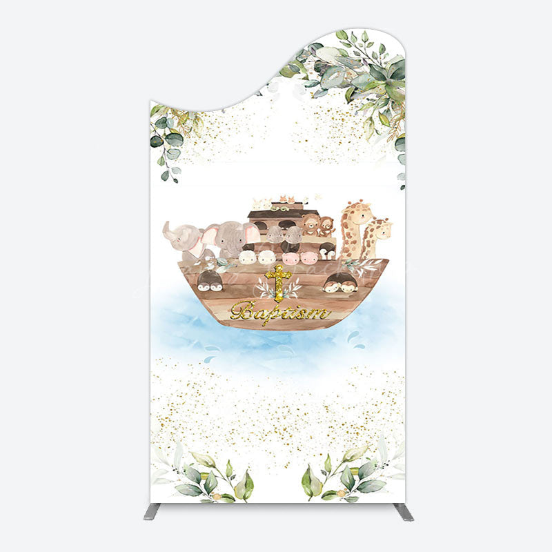 Lofaris Plant Gold Glitter Noahs Ark Baptism Arch Backdrop