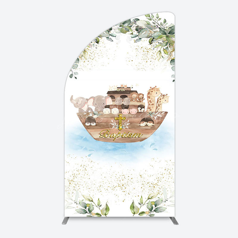 Lofaris Plant Gold Glitter Noahs Ark Baptism Arch Backdrop