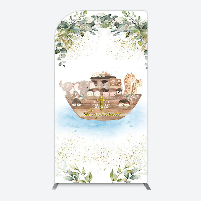 Lofaris Plant Gold Glitter Noahs Ark Baptism Arch Backdrop