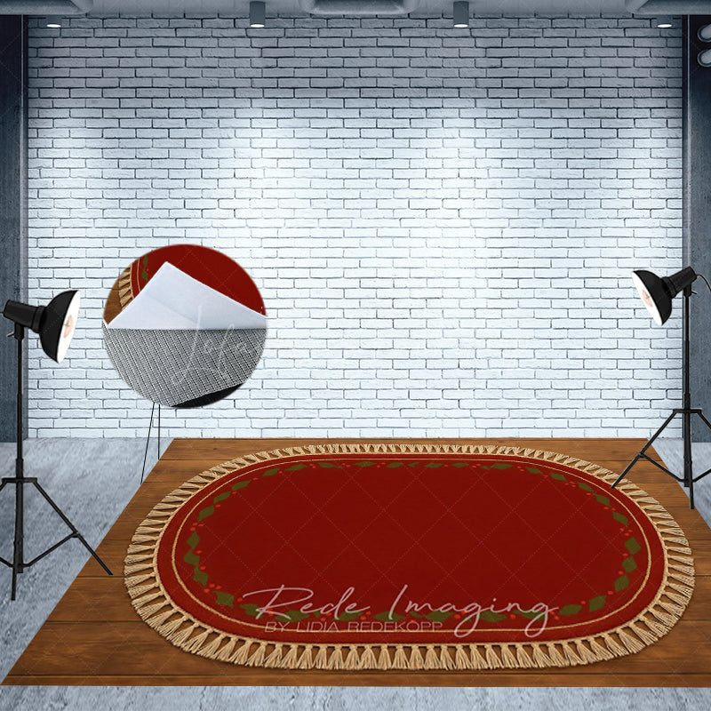 Lofaris Plant Oval Rug With Tassels Fabric Floor Backdrop