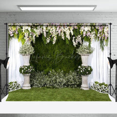 Lofaris Planter Flowers White Curtain Green Wedding Backdrop