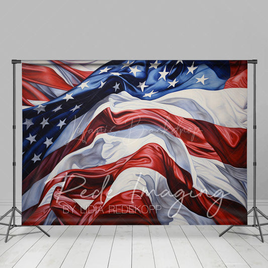Lofaris Pleated American Flag Independence Day Photo Backdrop