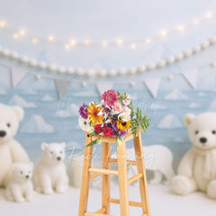 Lofaris Polar Bear Glacier White Pearl Cake Smash Backdrop