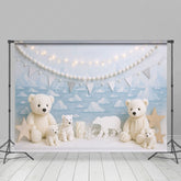 Lofaris Polar Bear Glacier White Pearl Cake Smash Backdrop