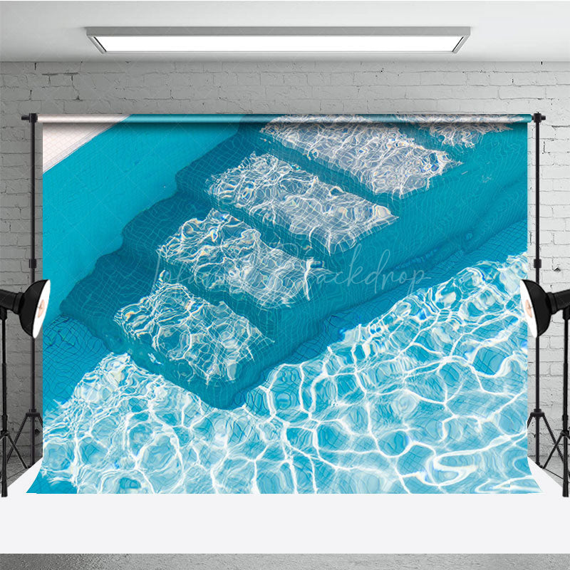 Lofaris Pool Water Bricks Baby Blue Summer Vibe Backdrop