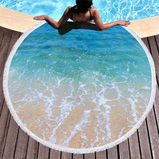 Lofaris Poolside Relaxation Colorful Summer Round Beach Towel