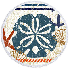 Lofaris Poolside Relaxation Oceanic Motif Round Beach Towel