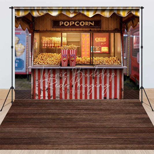 Lofaris Popcorn Stand Combo Set Backdrop Red and White Striped Movie Night Carnival Party Decoration Background