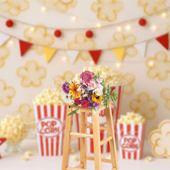 Lofaris Popcorn Wall Flags Light Photo Cake Smash Backdrop