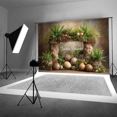 Lofaris Prehistoric Dinosaur Egg Photography Backdrop Stone Arch and Ferns for Birthday Jurassic Cake Smash Background