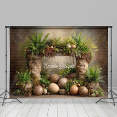 Lofaris Prehistoric Dinosaur Egg Photography Backdrop Stone Arch and Ferns for Birthday Jurassic Cake Smash Background