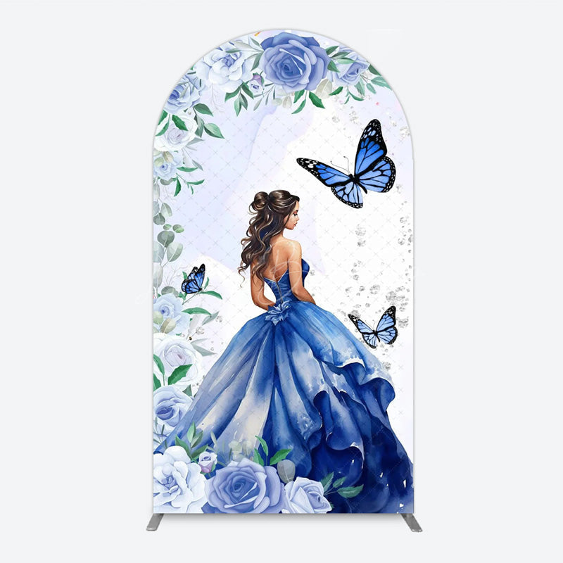 Lofaris Princess and Butterflies Arch Backdrop Mis Quince A?os Sweet 16 Birthday Elegant Girl Party Photo Booth Decor