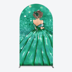 Lofaris Princess Gown Arch Backdrop for Quincea?era Lavender Glitter Sweet 16 Elegant Girl Birthday Decor