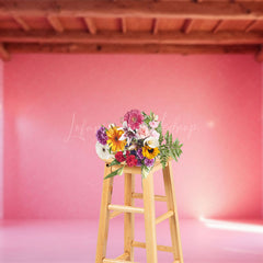Lofaris Princess Pink Glitter Wall Wood Cake Smash Backdrop