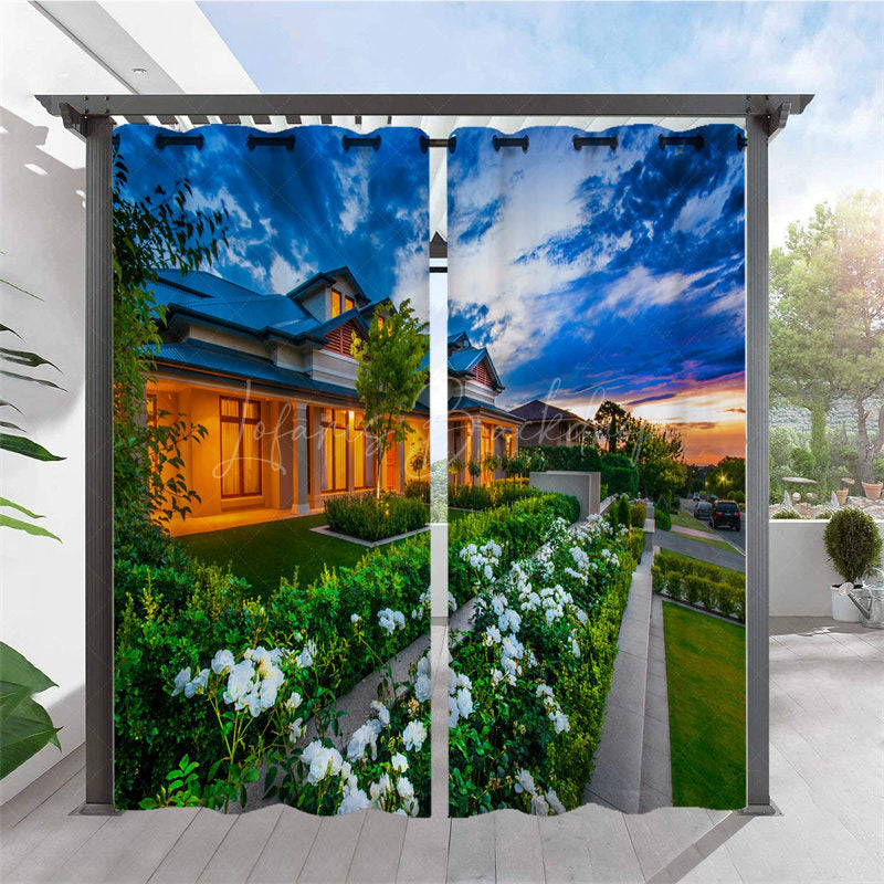 Lofaris Printed Garden Landscape Waterproof Outdoor Curtains For Porch