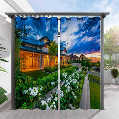 Lofaris Printed Garden Landscape Waterproof Outdoor Curtains For Porch