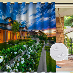 Lofaris Printed Garden Landscape Waterproof Outdoor Curtains For Porch