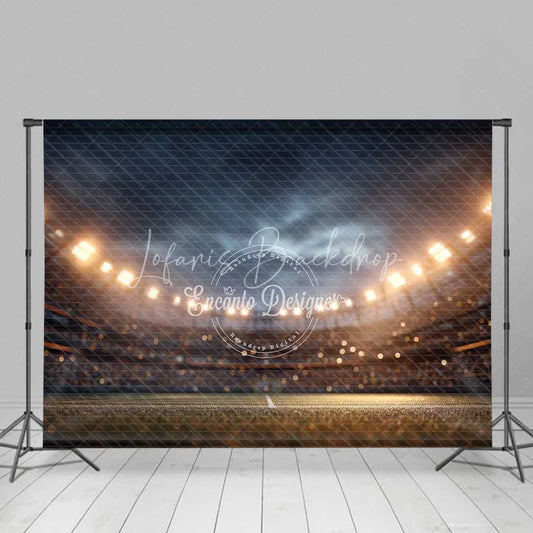 Lofaris Professional Sports Stadium Backdrop Night Game Floodlights Green Football Field Photography Day Party