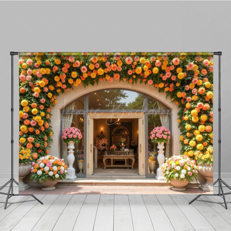 Lofaris Pulp Yellow Floral Arch Garland Door Backdrop